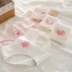 Cute Pink Cotton Drawstring Panties with Cat Paw Design