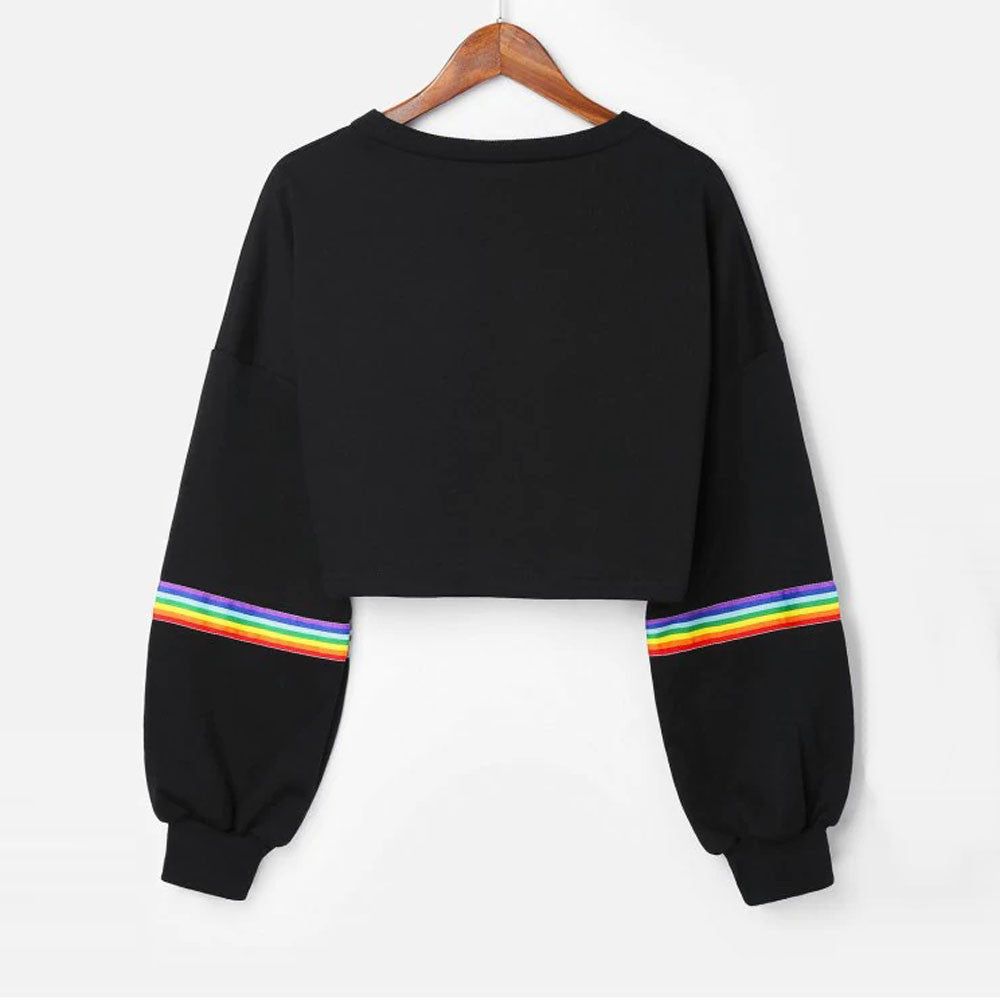 Women's Long Sleeve Color Block Short Neck Sweatshirt | Streetwear