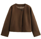 Women's Square Collar Padded Woolen Coat