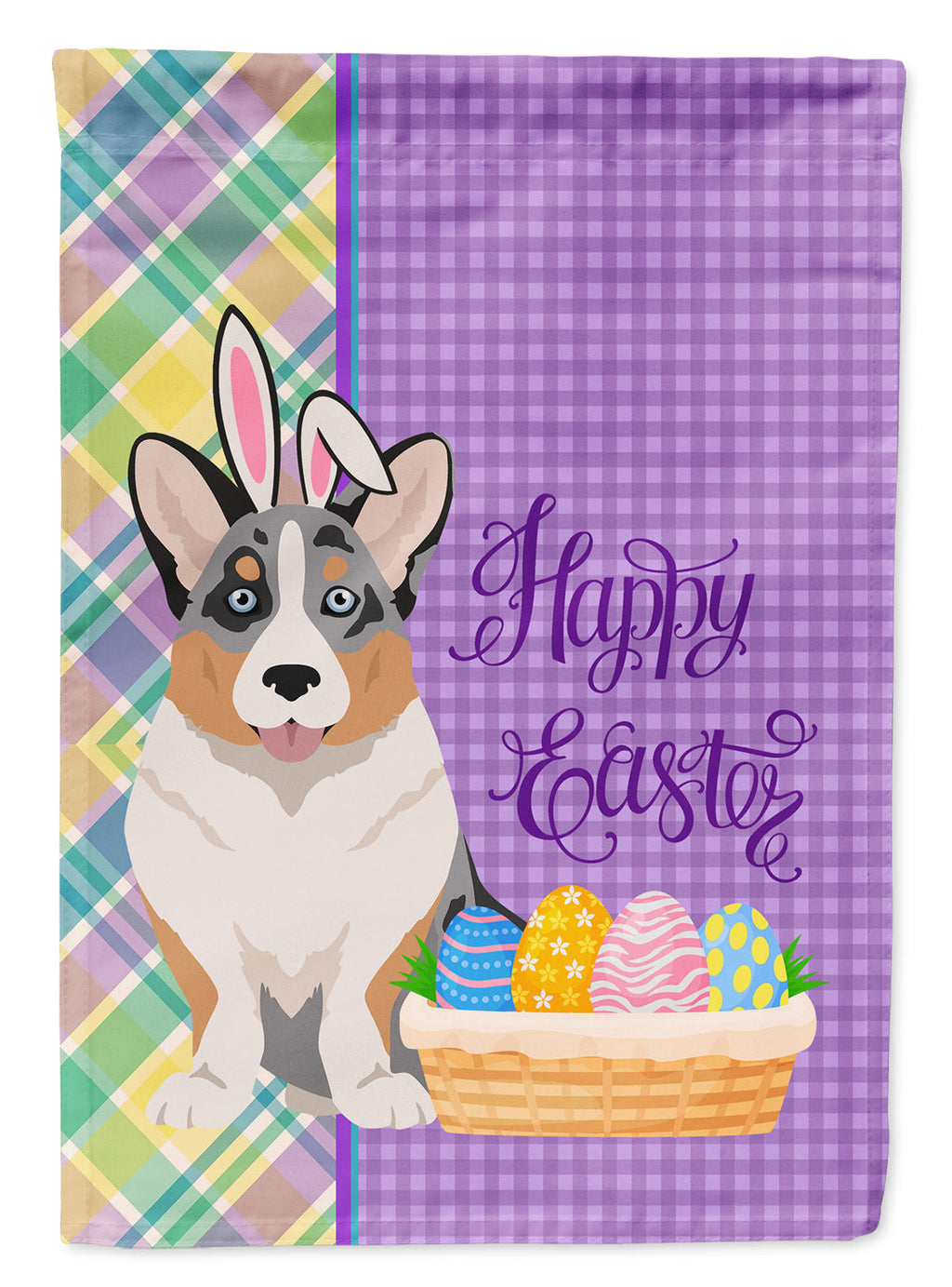 Blue Merle Cardigan Corgi Easter Garden Flag