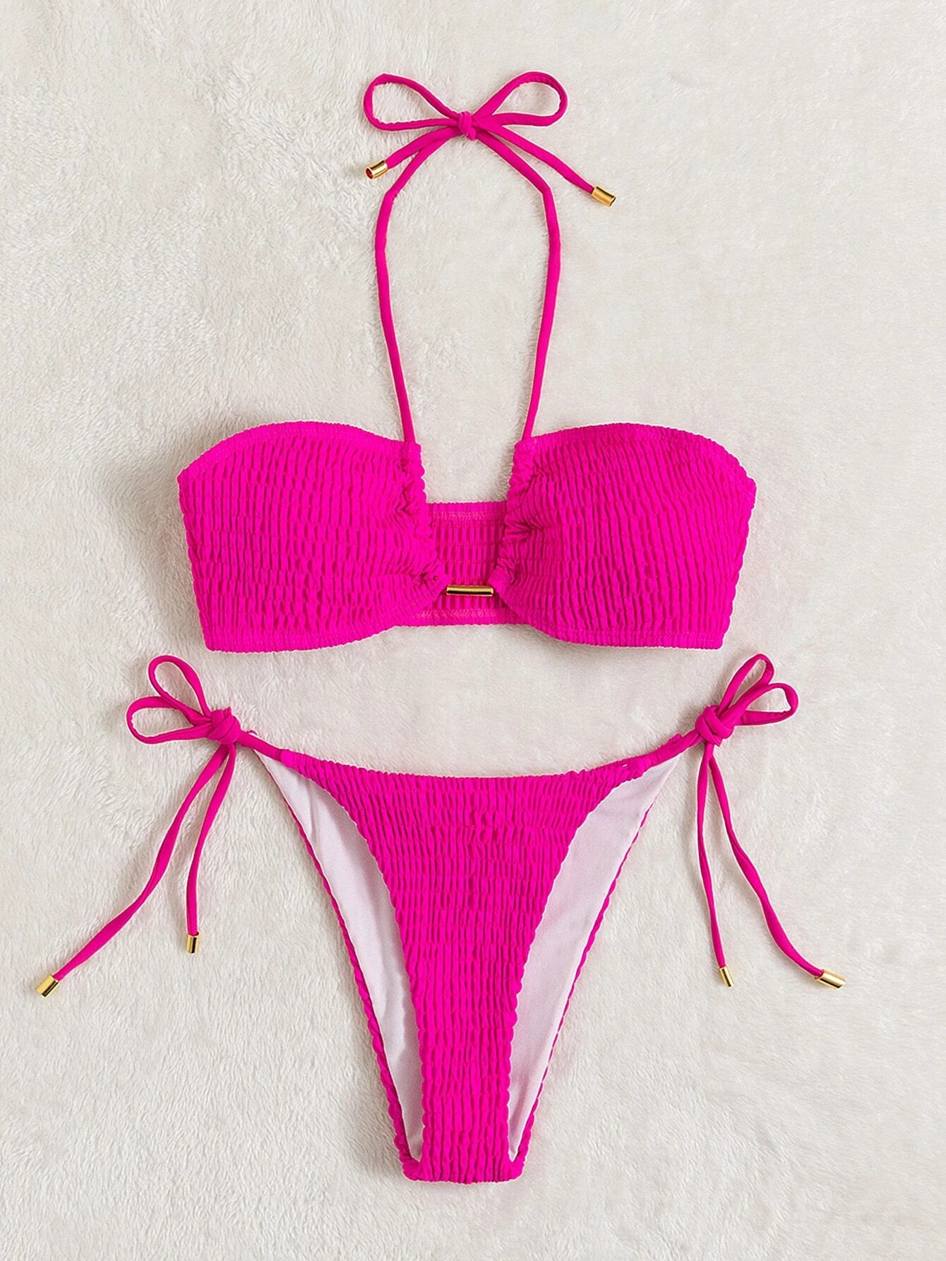 Fashionable Solid Color Women's Bikini Swimwear Set