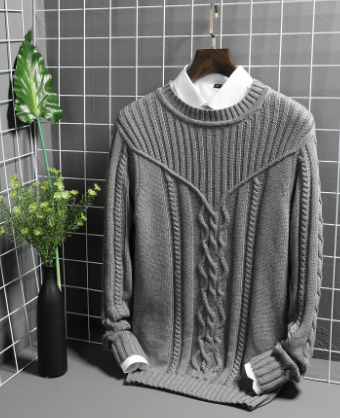 Men's Solid Color Round Neck Long Sleeve Sweater