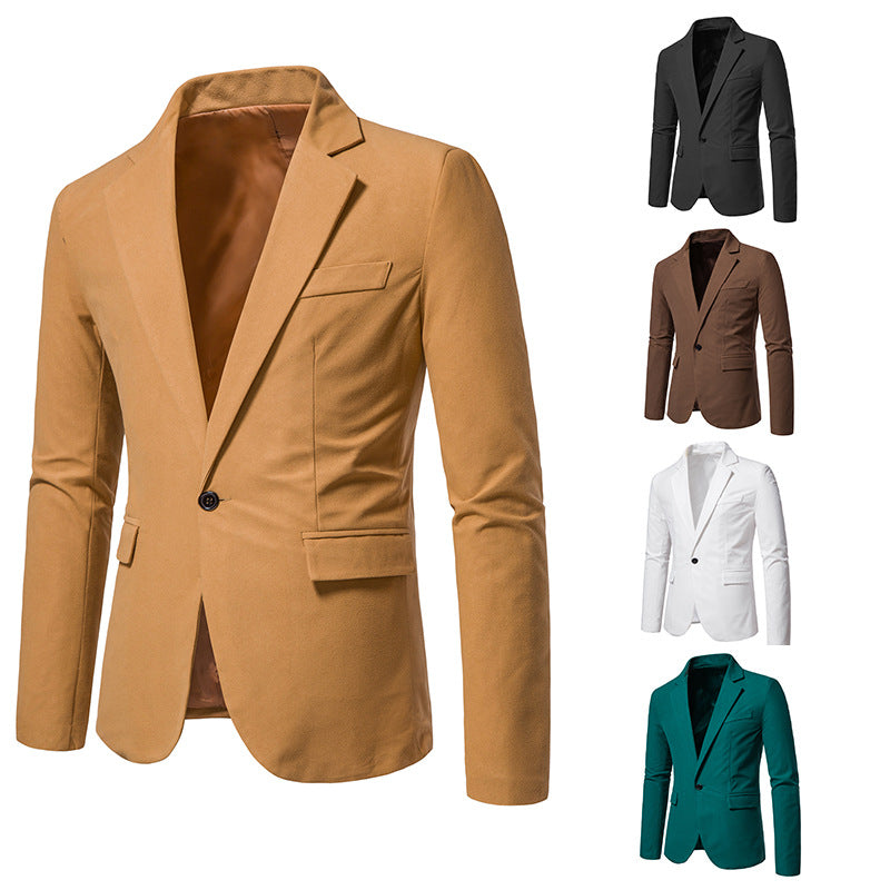 V-neck Suede Single-Button Coat