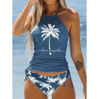 Large Size Women's Bikini with Coconut Tree Print