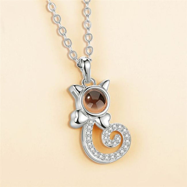 Cat Projection Pendant Necklace
