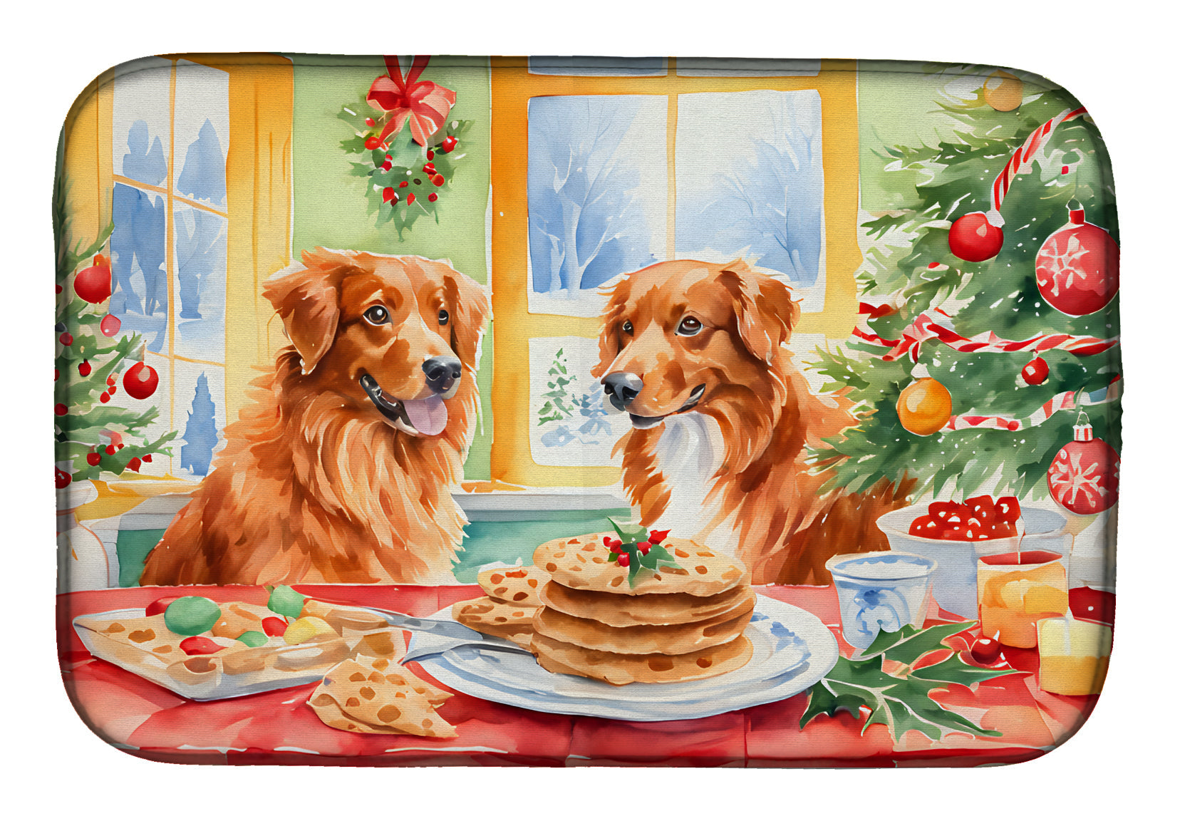 Nova Scotia Duck Toller Christmas Cookies Dish Drying Mat