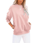 Solid Color Long Sleeve Pocket Hoodie with Round Neck | Streetwear