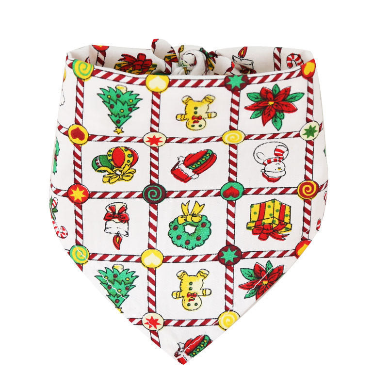 Christmas Cotton Printed Pet Dress & Triangle Scarf