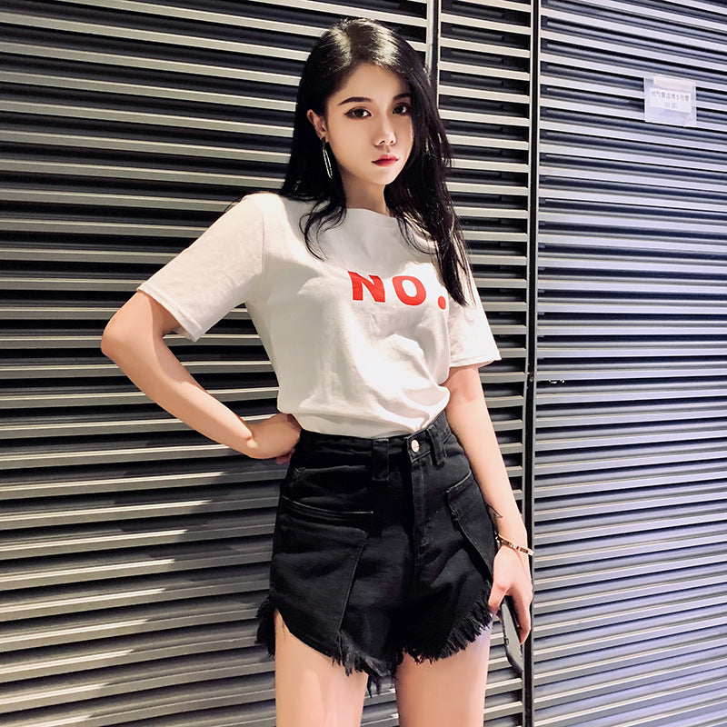 High-Waisted Ripped Wide-Leg Denim Shorts for Women