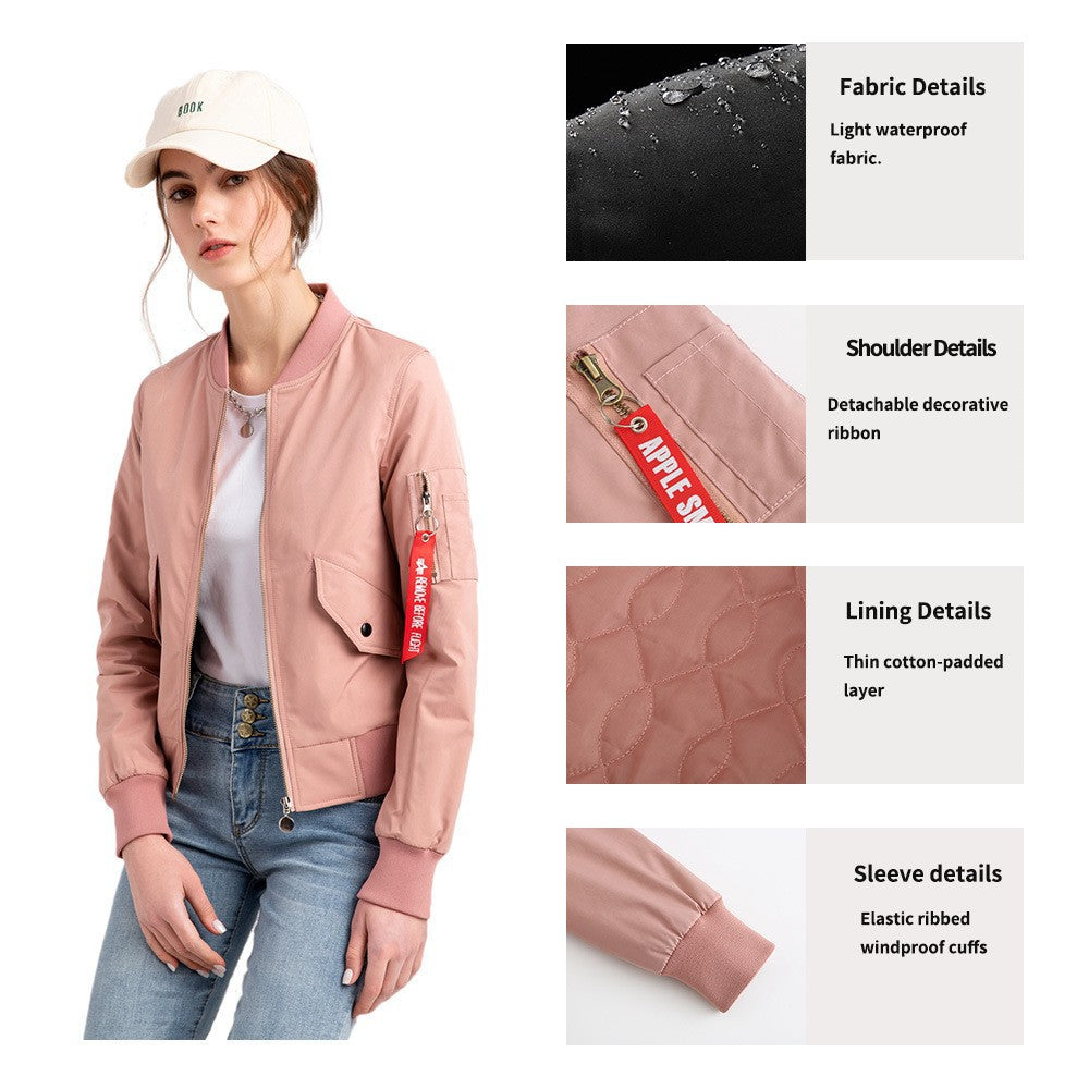 Women's Baseball Bomber Jacket for Spring & Autumn