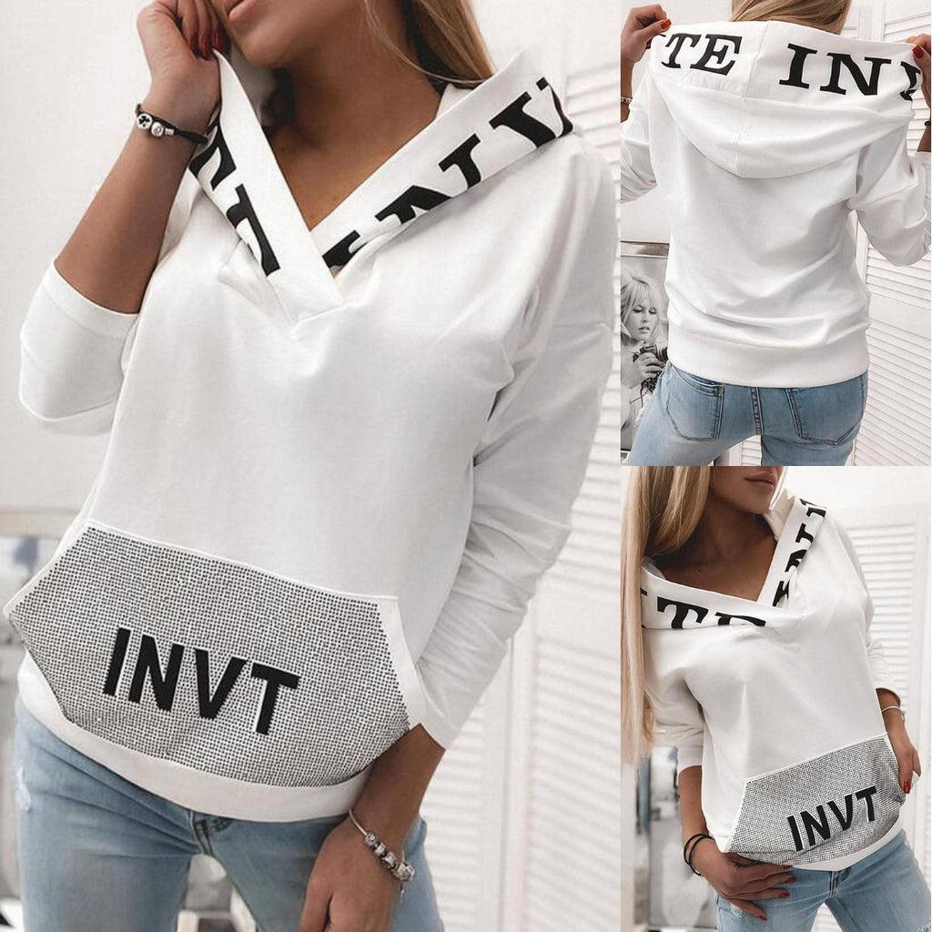 Pocket Hooded Letter Print Pullover Sweatshirt | Streetwear