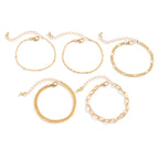 Gold Chain Bracelet 5-Piece Set for Women