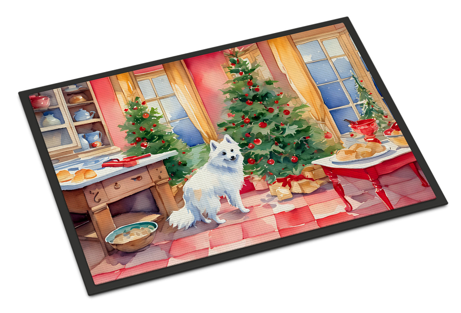 Japanese Spitz Christmas Cookies Doormat