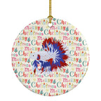 Comb Tail Betta Christmas Ceramic Ornament