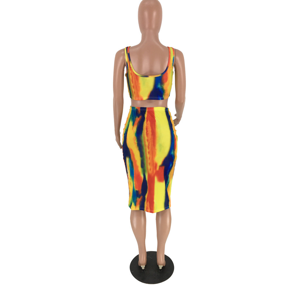 Tie-Dye Camisole and Midi Skirt Set