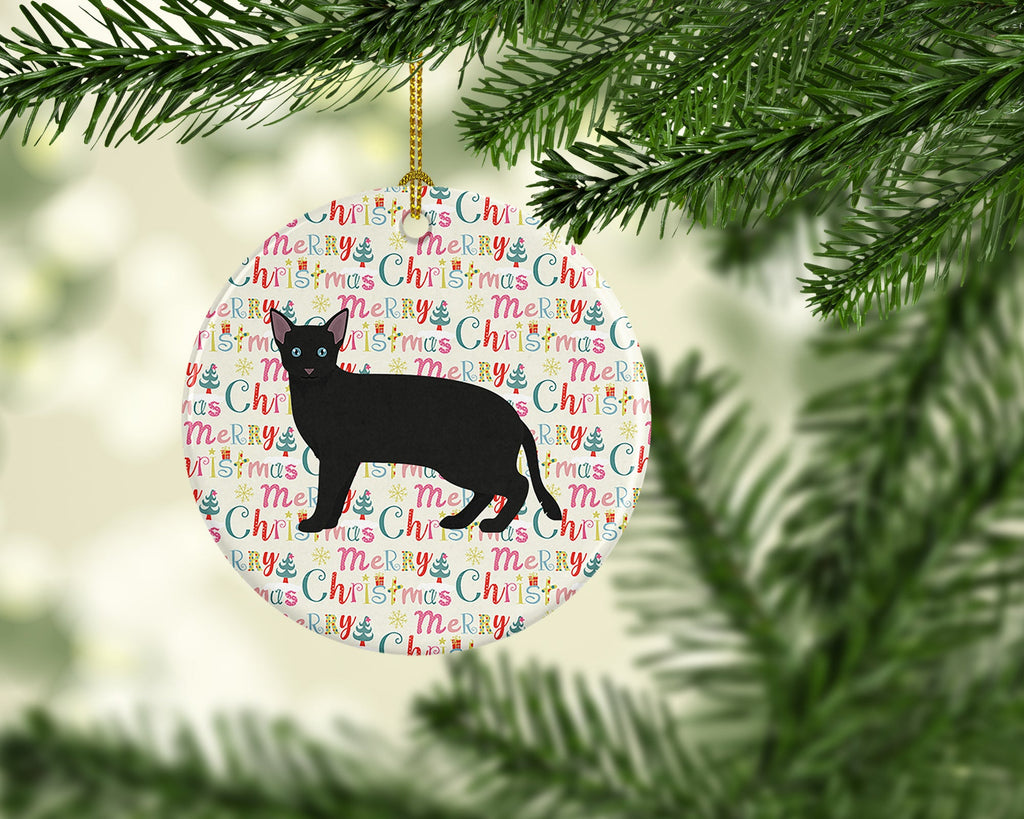 Russian White Black #1 Cat Christmas Ceramic Ornament