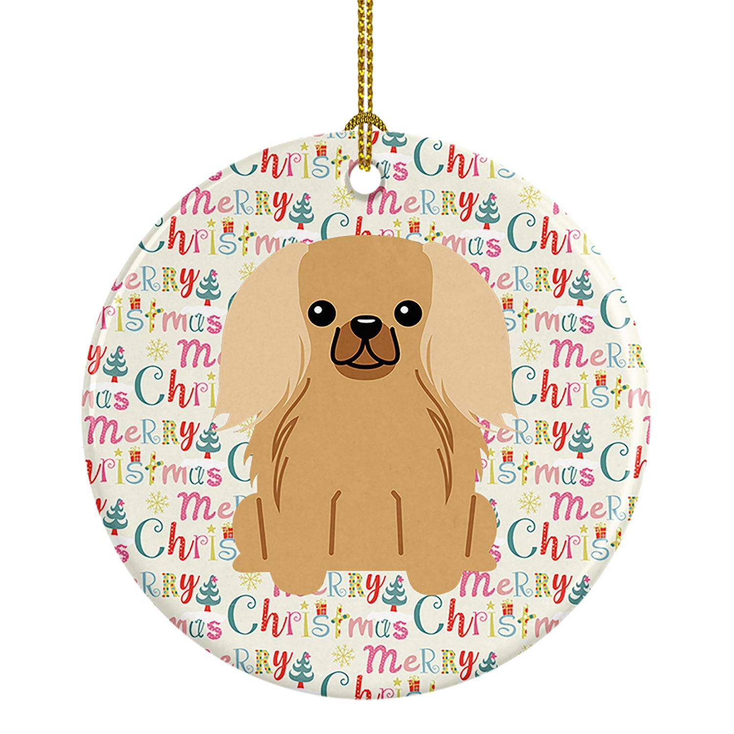 Merry Christmas Pekingese Fawn Sable Ceramic Ornament