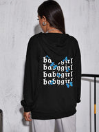 Ladies Zipper Cardigan with Simple Letter Printing