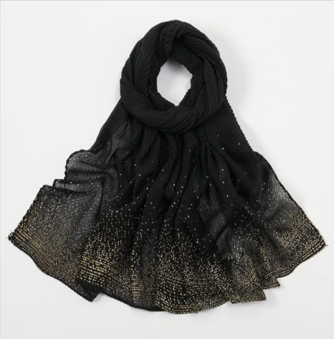 Gilded Crumpled Solid Color Polyester Scarf for Women