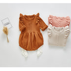 Baby Girls' Long Sleeve Knitted Ruffled Bodysuit Set