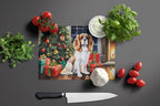Cavalier Spaniel Cozy Christmas Glass Cutting Board
