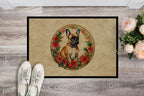 French Bulldog Christmas Flowers Doormat