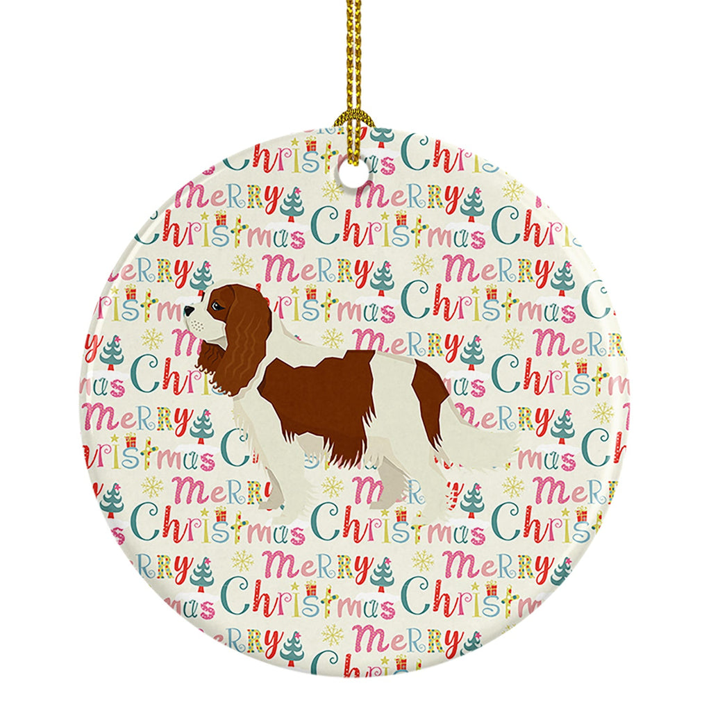 Cavalier Spaniel Merry Christmas Ceramic Ornament