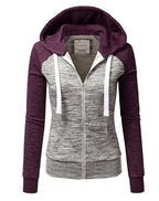 Three-Color Stitching Slim-Fit Hooded Cardigan for Women