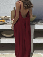 Boho Spaghetti Strap Backless Maxi Dress