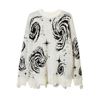 Men's Ripped Sweater with Cosmic Starry Sky Design