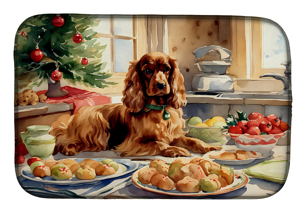 Cocker Spaniel Christmas Cookies Dish Drying Mat