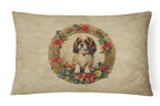 English Toy Spaniel Christmas Flowers Throw Pillow