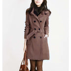 Medium Length Double Breasted Tweed Coat