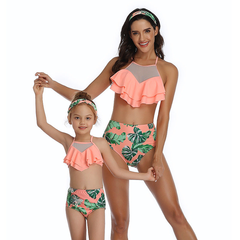 Women's Fashion High-Waist Matching Bikini Swimsuits