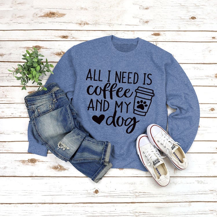 Round Neck Long Sleeve Pullover with ALL I NEED Print | Streetwear