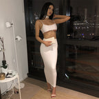 Women's Sexy Two-Piece Dress Set with Crop Top