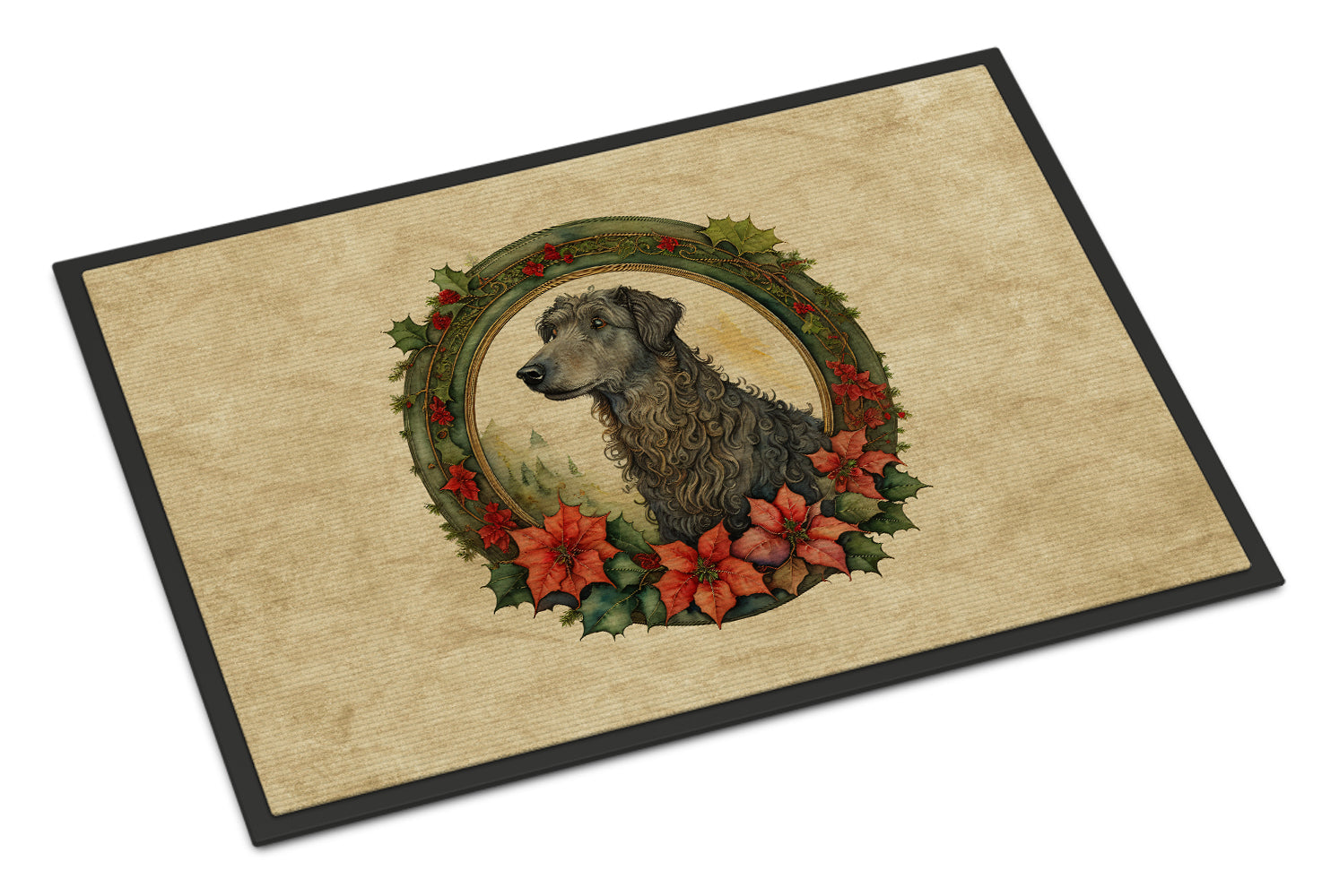 Scottish Deerhound Christmas Flowers Doormat