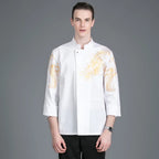 Long Chef Work Coat with Bakery Print Uniform