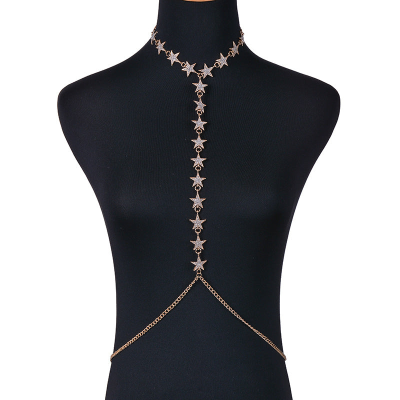 Star Body Chain with Sparkling for Swimwear