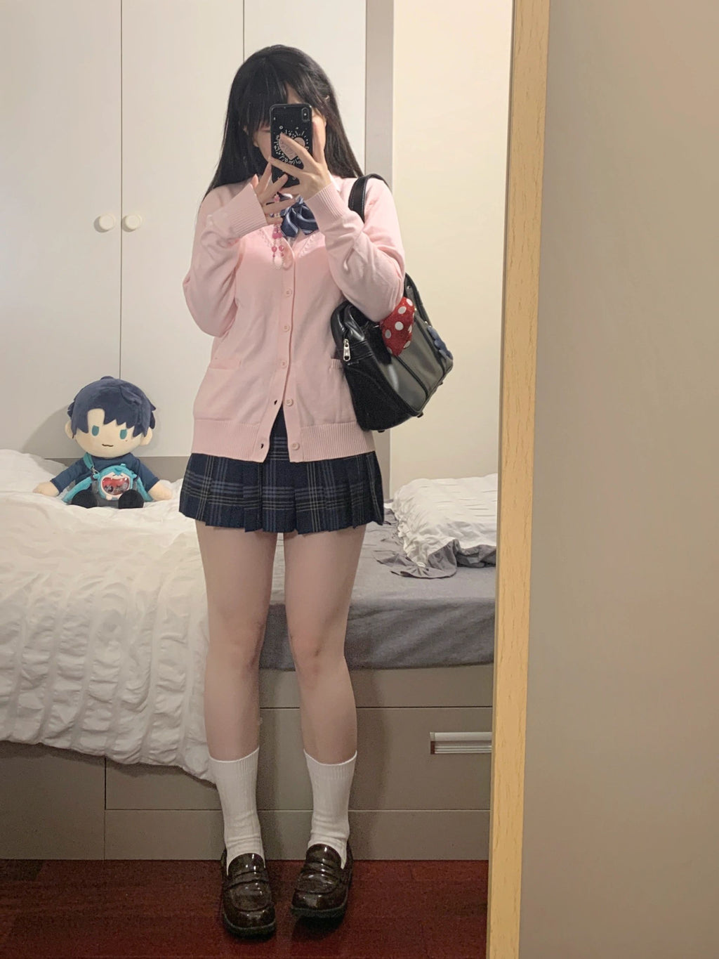 Cute Knitted Cardigan - Pink Blue Black JK Style