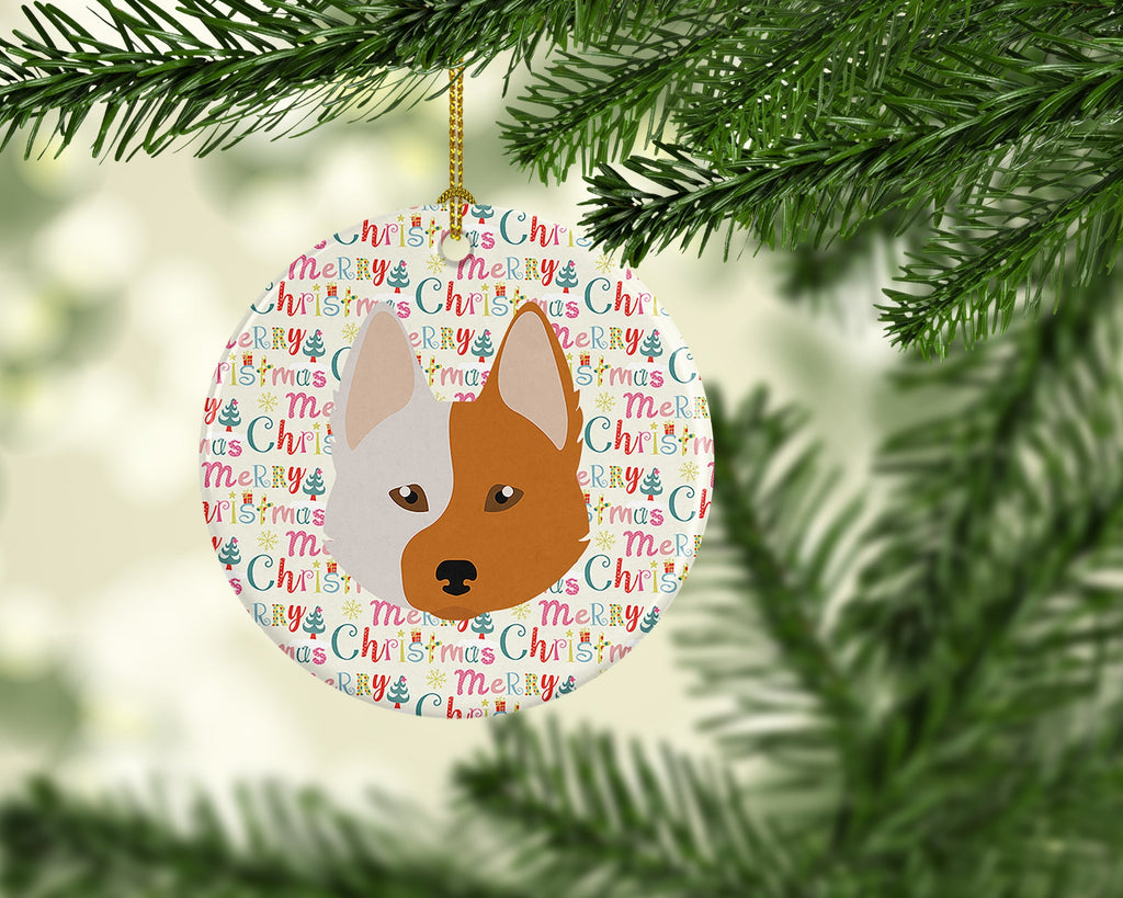 Nordic Spitz Merry Christmas Ceramic Ornament