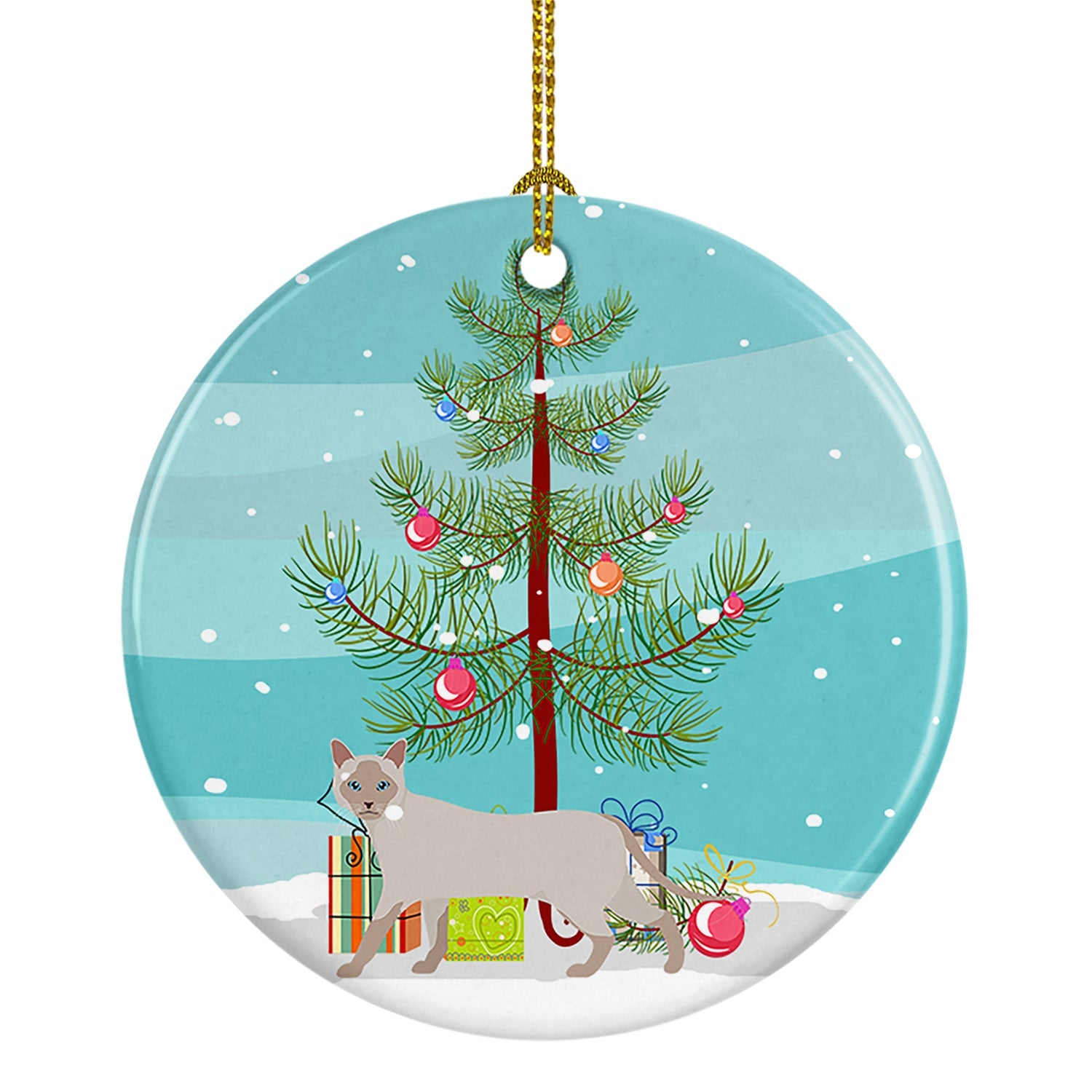 Thai Lilac Cat Christmas Ceramic Ornament