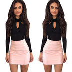 Sexy Black Long-Sleeved Hollow Out Bodysuit for Women