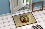 Welsh Terrier Christmas Flowers Doormat