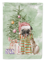 Pug Fawn Christmas Presents and Tree Garden Flag
