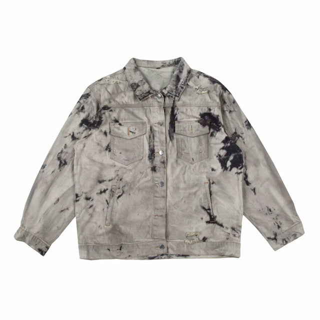 Men's Hip-hop Color Block Denim Jacket with Pockets