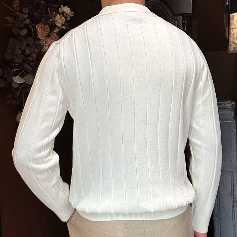 2023 Fall Slim Fit Lapel Knit Sweater for Men