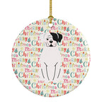 Merry Christmas White Boxer Cooper Ceramic Ornament