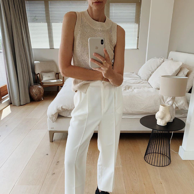 2023 Summer Sleeveless Ice Silk Lace Tank Top for Women
