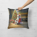 Fox Terrier and Santa Claus Throw Pillow